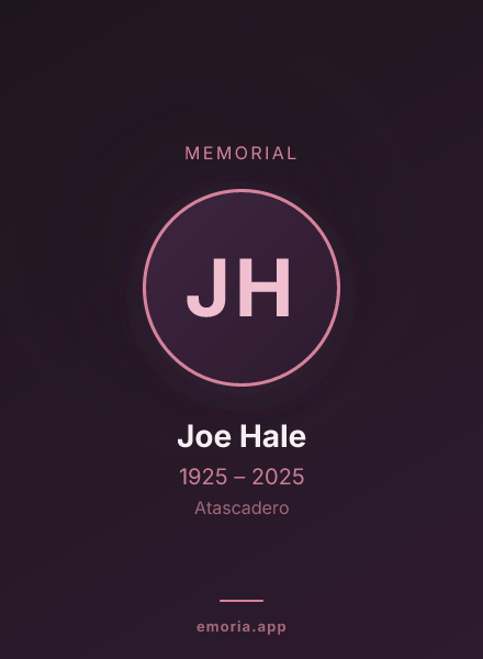 Memorial portrait of Joe Hale