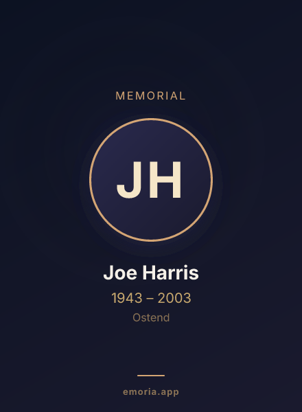 Memorial portrait of Joe Harris