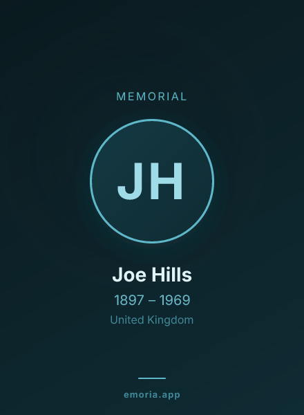 Memorial portrait of Joe Hills
