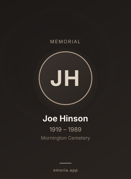 Memorial portrait of Joe Hinson