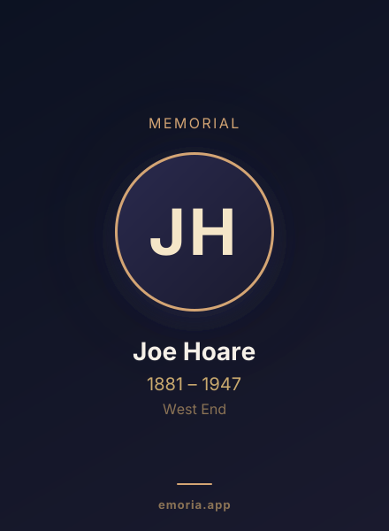 Memorial portrait of Joe Hoare