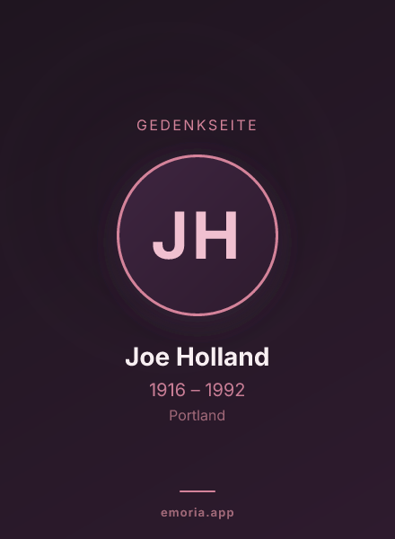Gedenkportrait von Joe Holland