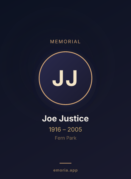 Memorial portrait of Joe Justice