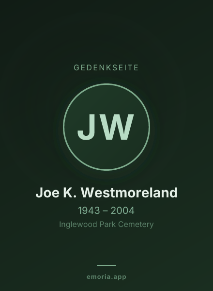 Gedenkportrait von Joe K. Westmoreland