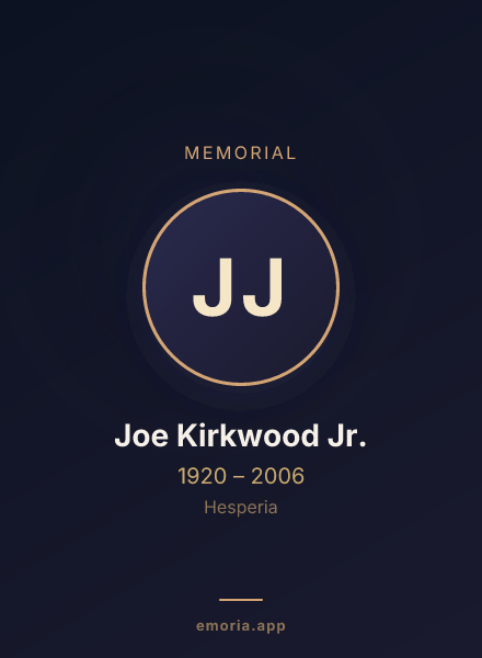 Memorial portrait of Joe Kirkwood Jr.