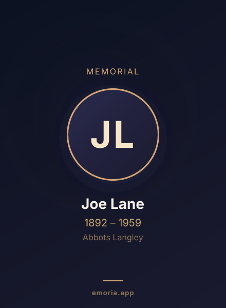 Memorial portrait of Joe Lane