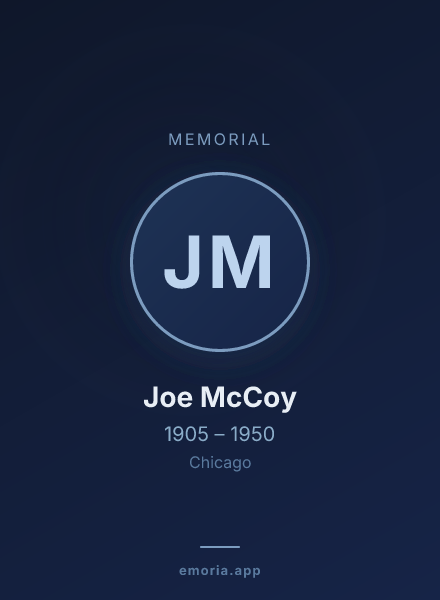 Memorial portrait of Joe McCoy