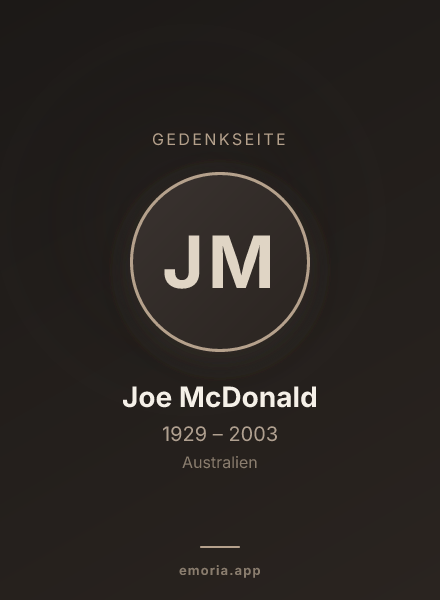 Gedenkportrait von Joe McDonald