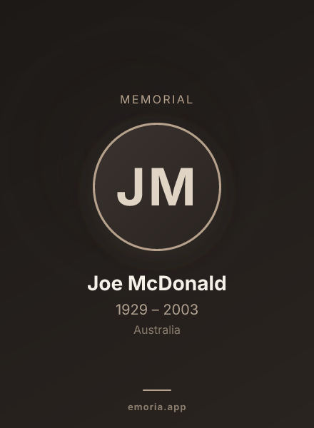 Memorial portrait of Joe McDonald