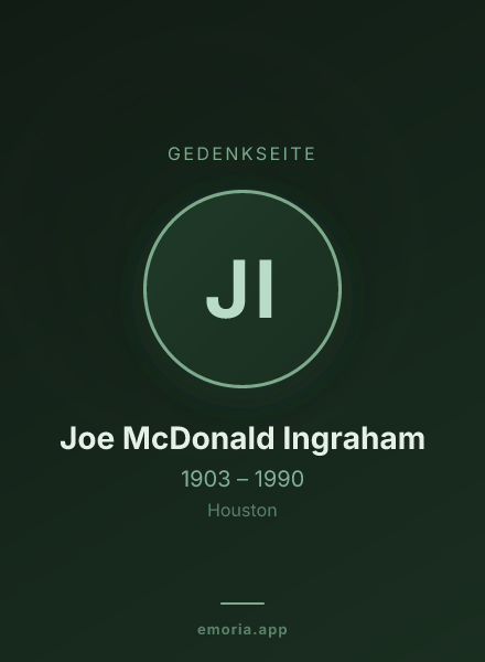 Gedenkportrait von Joe McDonald Ingraham