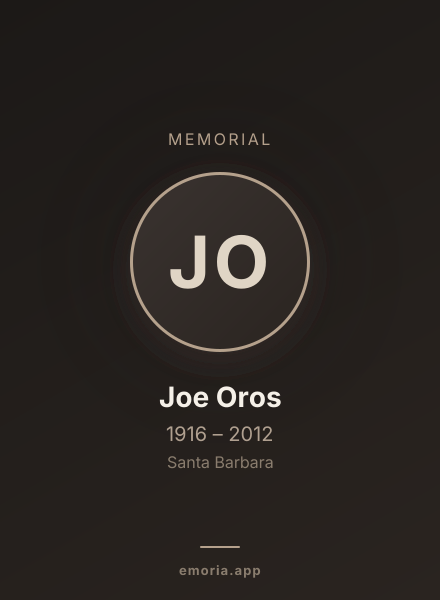 Memorial portrait of Joe Oros