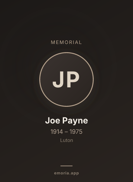 Memorial portrait of Joe Payne