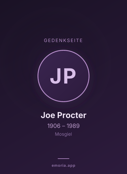 Gedenkportrait von Joe Procter
