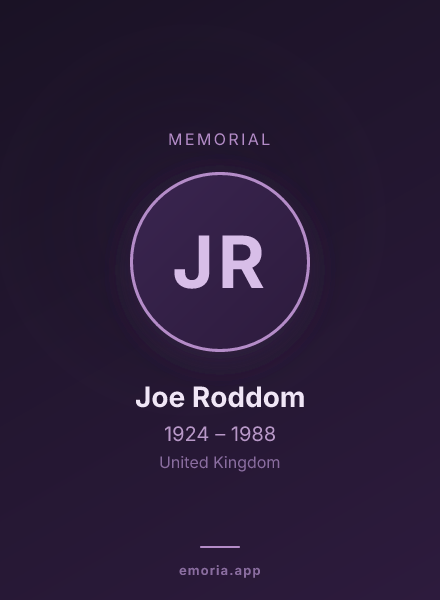 Memorial portrait of Joe Roddom