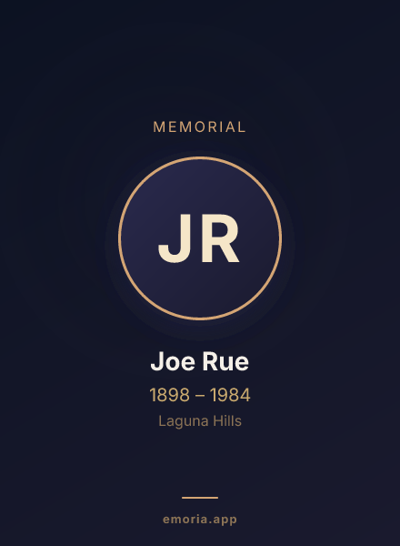 Memorial portrait of Joe Rue