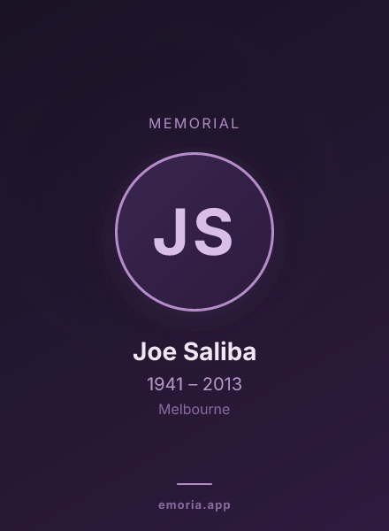 Memorial portrait of Joe Saliba