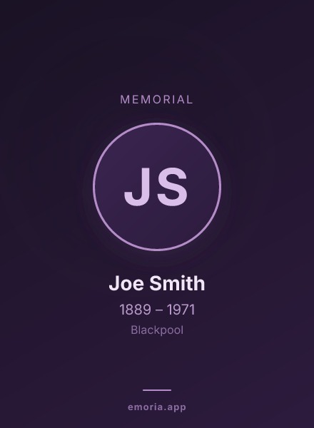 Memorial portrait of Joe Smith
