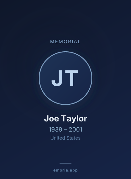 Memorial portrait of Joe Taylor