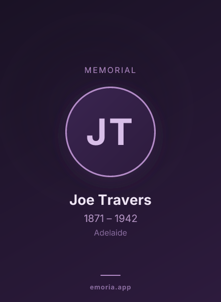 Memorial portrait of Joe Travers