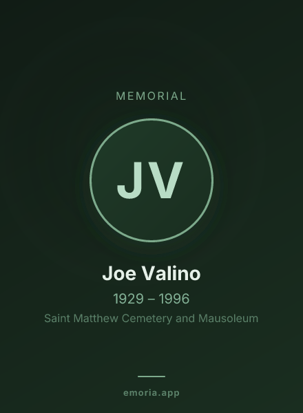Memorial portrait of Joe Valino