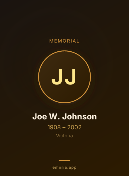 Memorial portrait of Joe W. Johnson