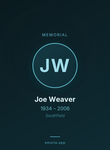 Memorial portrait of Joe Weaver