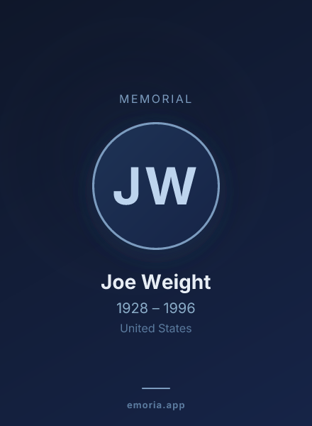 Memorial portrait of Joe Weight
