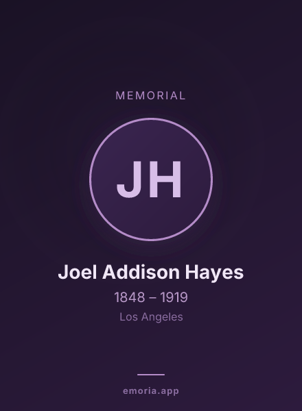 Memorial portrait of Joel Addison Hayes