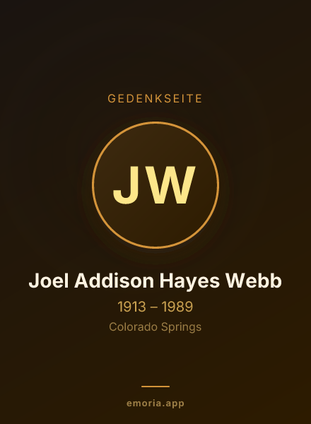 Gedenkportrait von Joel Addison Hayes Webb