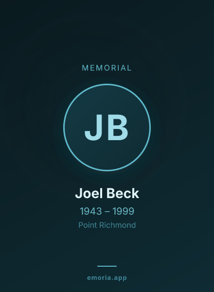 Memorial portrait of Joel Beck