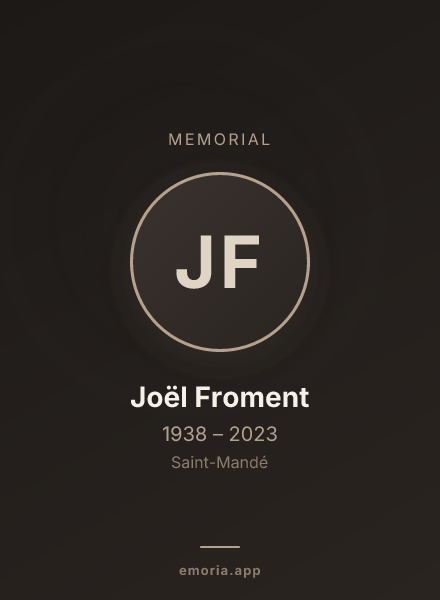 Memorial portrait of Joël Froment