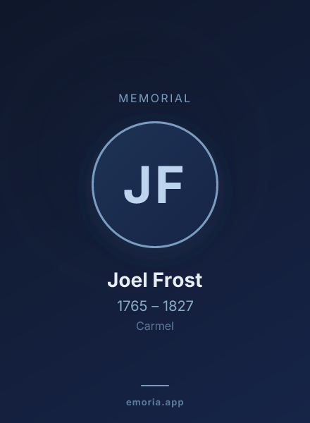 Memorial portrait of Joel Frost