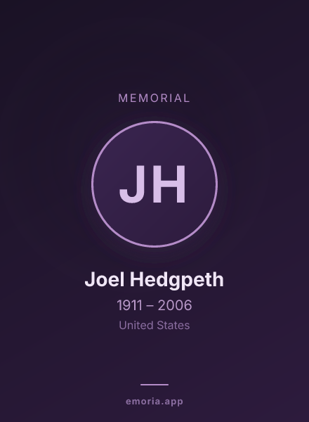 Memorial portrait of Joel Hedgpeth