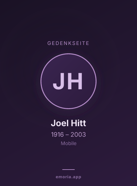 Gedenkportrait von Joel Hitt