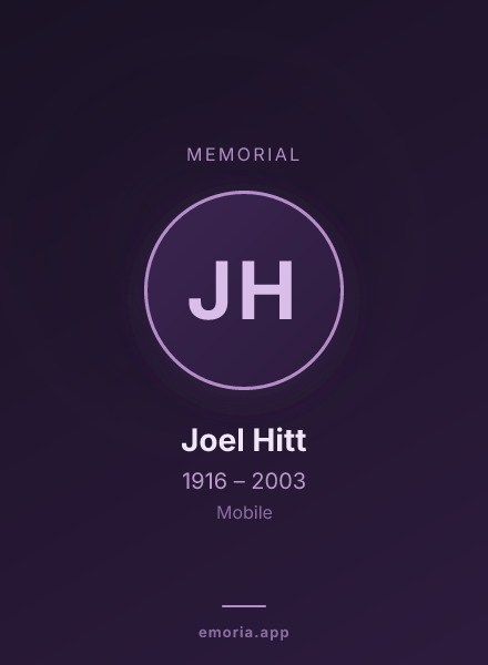Memorial portrait of Joel Hitt
