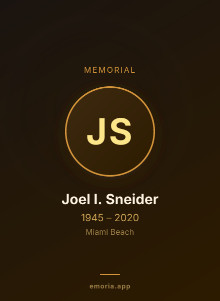 Memorial portrait of Joel I. Sneider