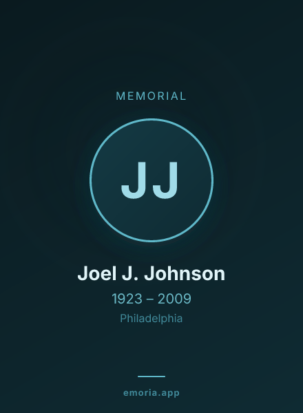Memorial portrait of Joel J. Johnson
