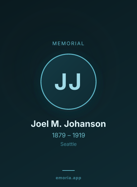 Memorial portrait of Joel M. Johanson