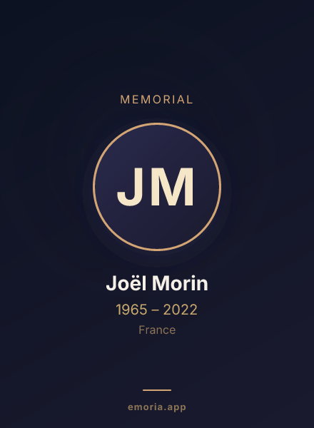 Memorial portrait of Joël Morin