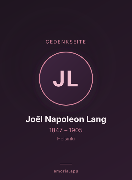 Gedenkportrait von Joël Napoleon Lang