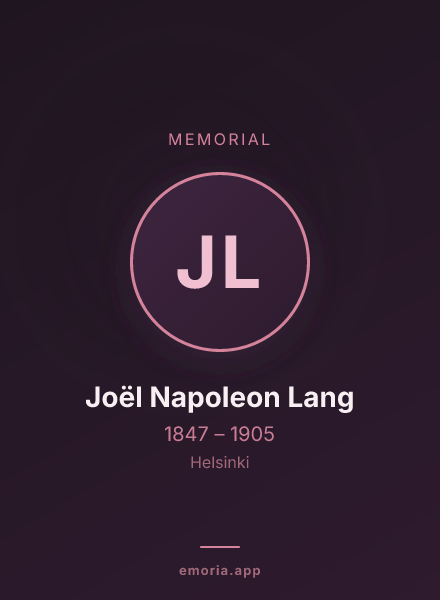 Memorial portrait of Joël Napoleon Lang