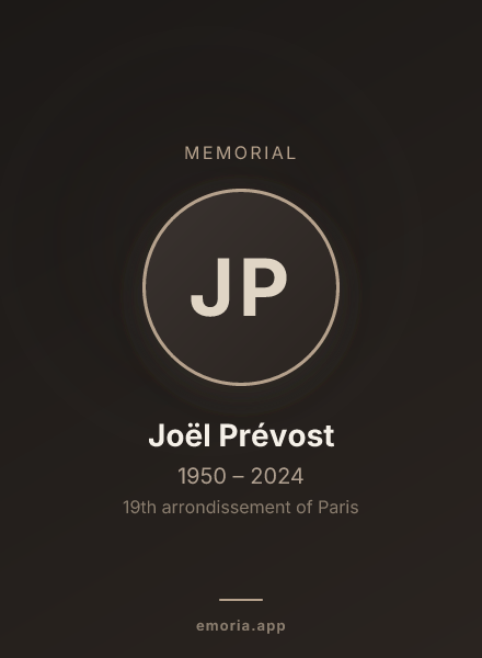 Memorial portrait of Joël Prévost