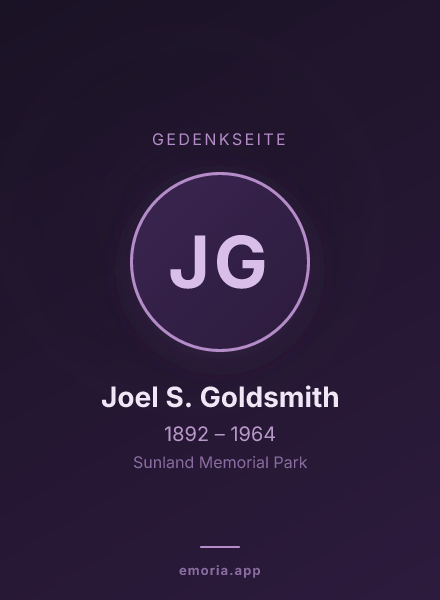 Gedenkportrait von Joel S. Goldsmith