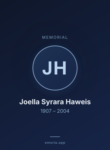 Memorial portrait of Joella Syrara Haweis