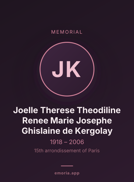 Memorial portrait of Joelle Therese Theodiline Renee Marie Josephe Ghislaine de Kergolay