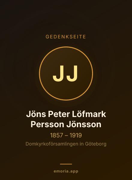 Gedenkportrait von Jöns Peter Löfmark Persson Jönsson