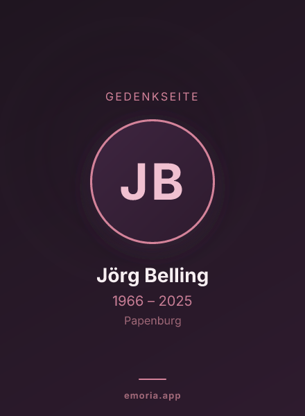 Gedenkportrait von Jörg Belling
