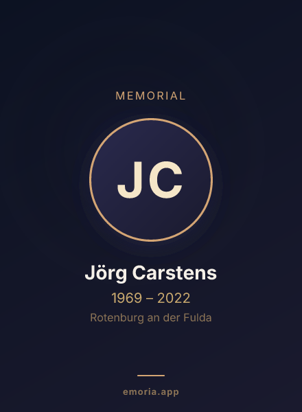 Memorial portrait of Jörg Carstens