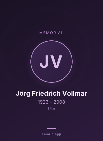 Memorial portrait of Jörg Friedrich Vollmar