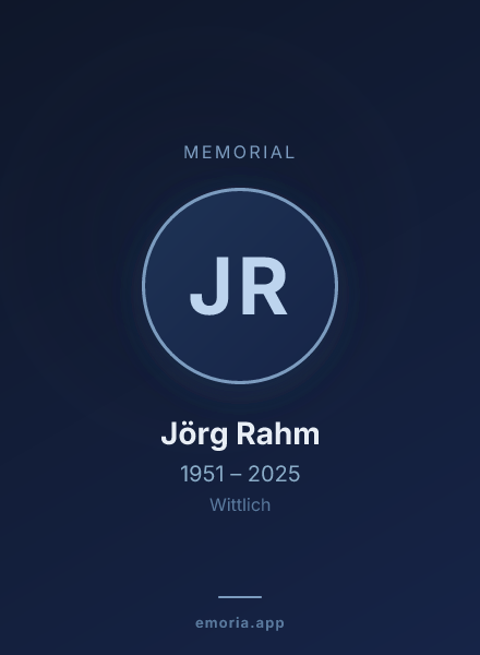 Memorial portrait of Jörg Rahm